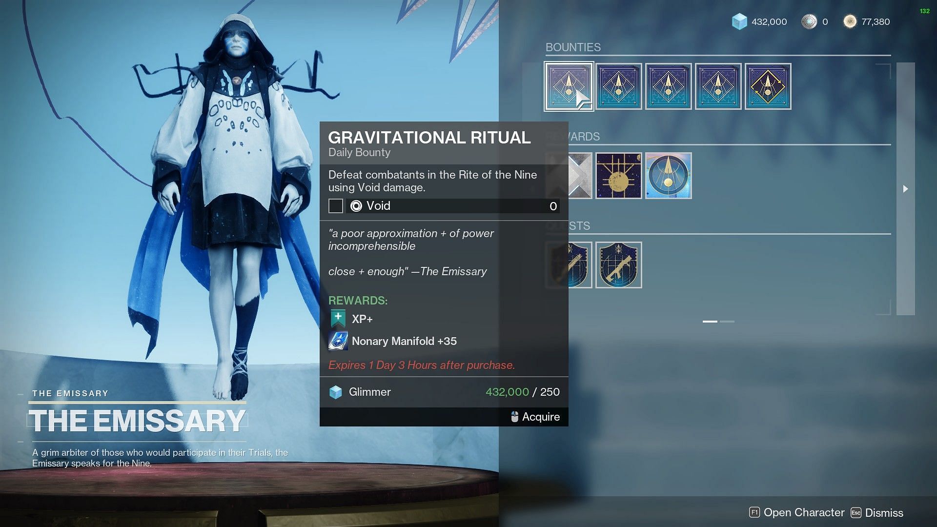 Destiny 2 Rite of the Nine bounties (Image via Bungie)